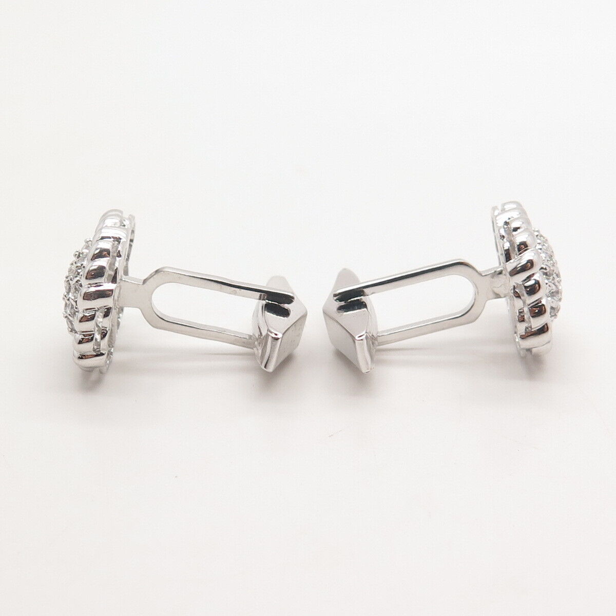 925 Sterling Silver Pave C Z Cufflinks