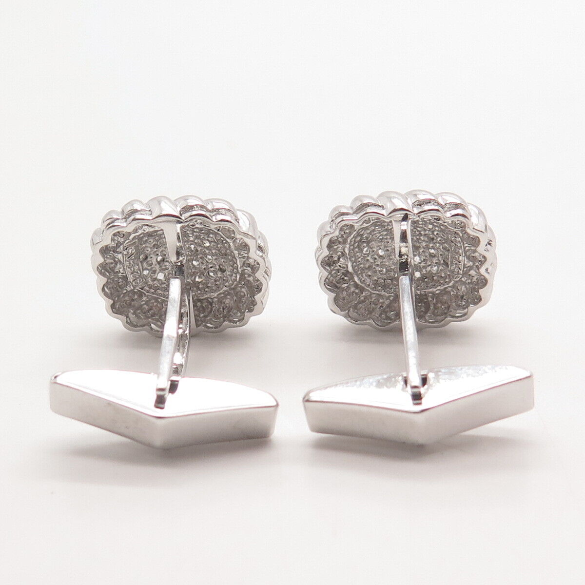 925 Sterling Silver Pave C Z Cufflinks