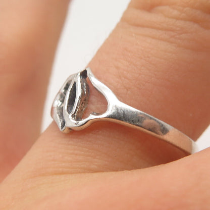 925 Sterling Silver Vintage Open Hearts Ring Size 8