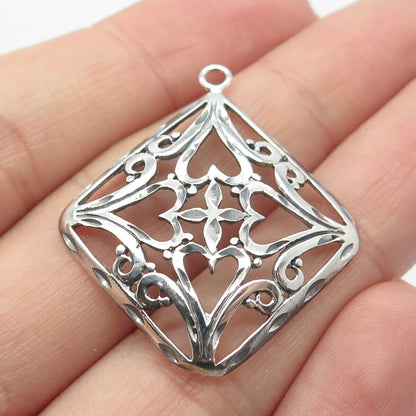 925 Sterling Silver Vintage Ornate Heart Pendant