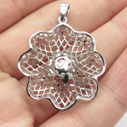 925 Sterling Silver Vintage Pave C Z Orante Pendant