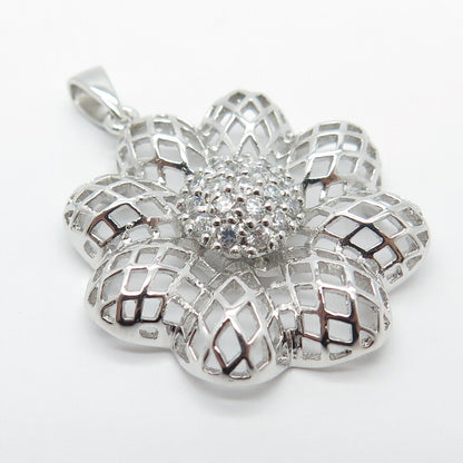 925 Sterling Silver Vintage Pave C Z Orante Pendant