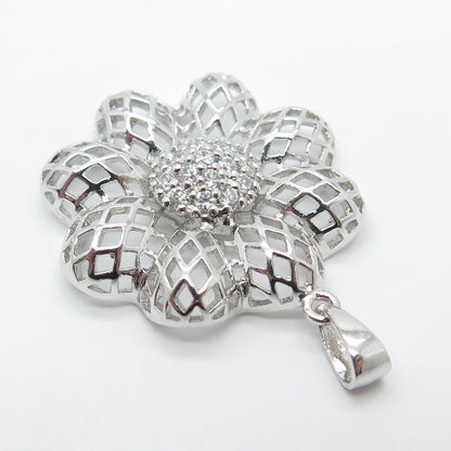 925 Sterling Silver Vintage Pave C Z Orante Pendant