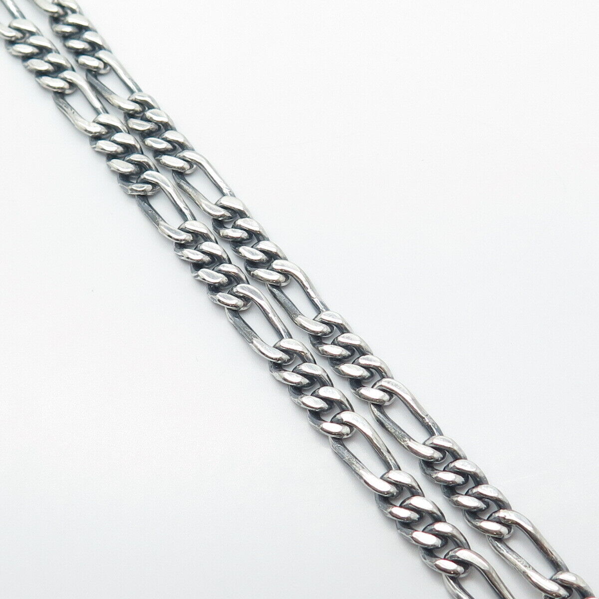 925 Sterling Silver Vintage Mexico Figaro Chain Necklace 26"