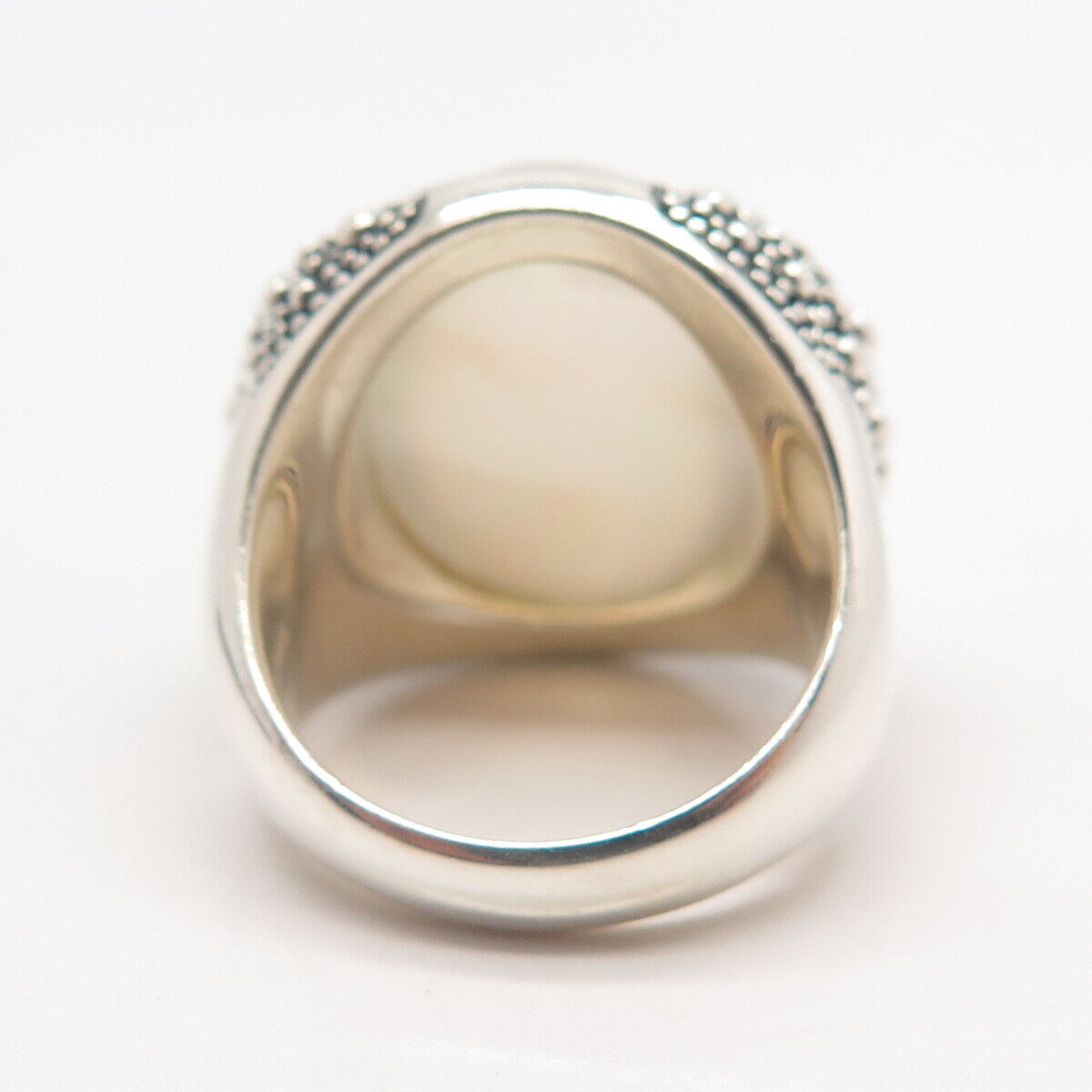 925 Sterling Silver Michael Dawkins Real Doublet Mother-of-Pearl Ring Size 7