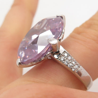 925 Sterling Silver White & Lavender C Z Ring Size 8