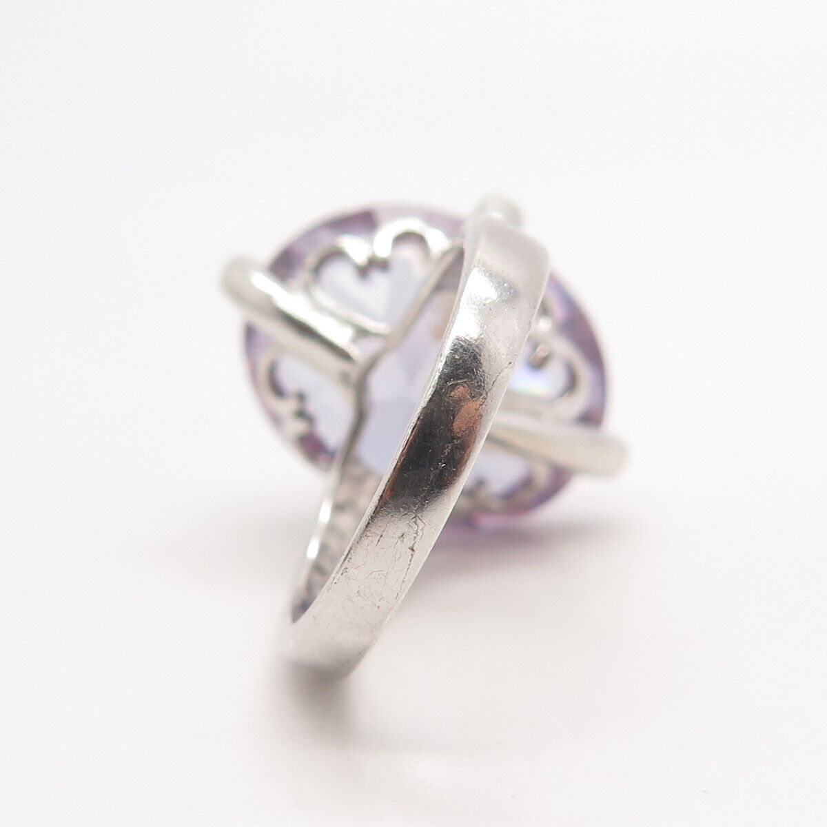 925 Sterling Silver White & Lavender C Z Ring Size 8