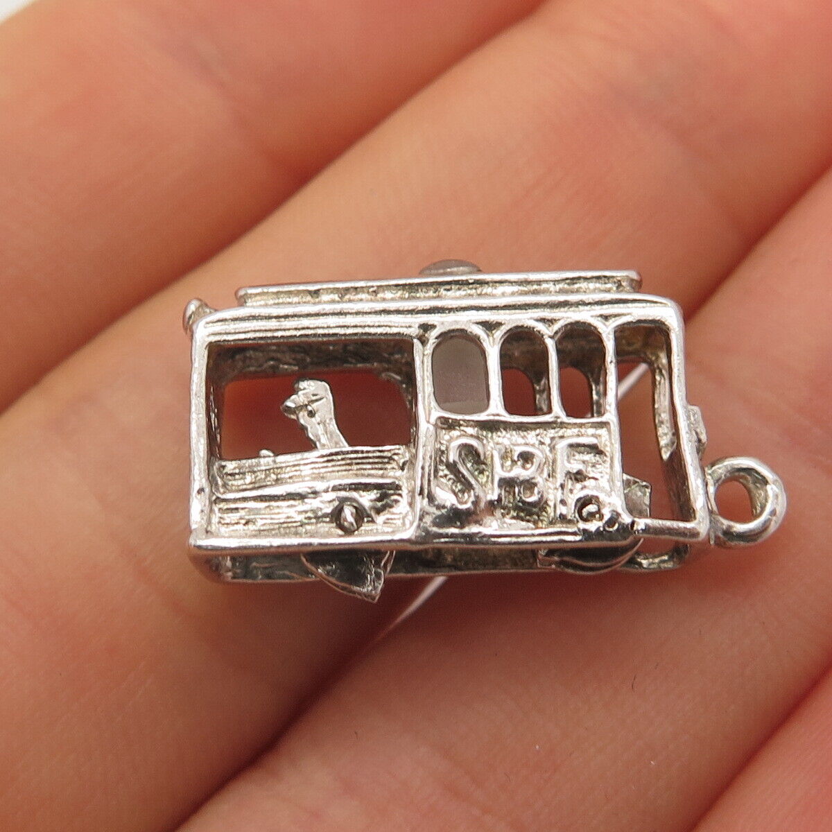 925 Sterling Silver Vintage Tram / Cable Car Charm Pendant