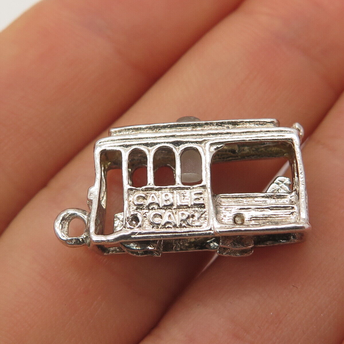 925 Sterling Silver Vintage Tram / Cable Car Charm Pendant