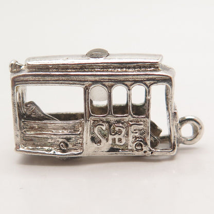 925 Sterling Silver Vintage Tram / Cable Car Charm Pendant