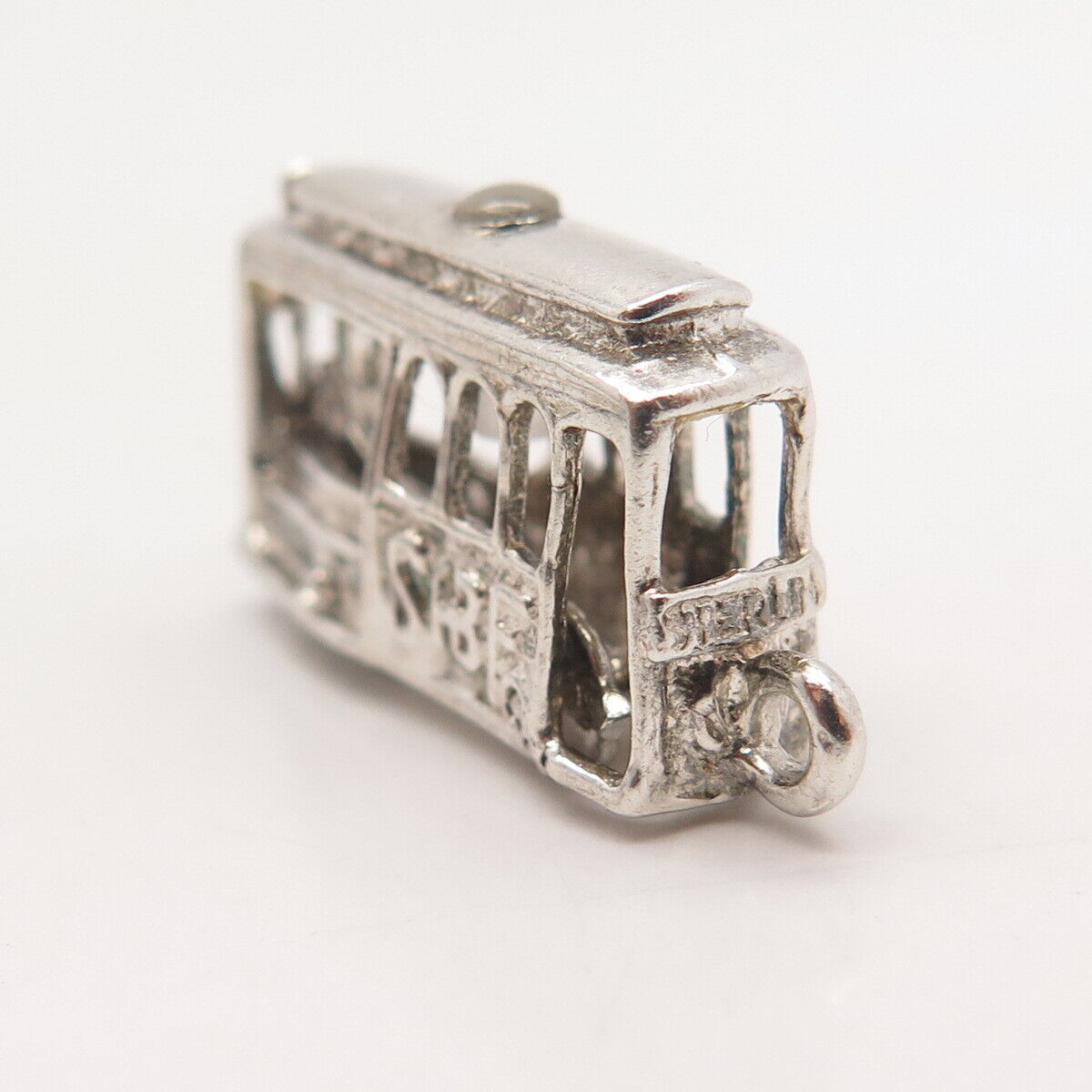 925 Sterling Silver Vintage Tram / Cable Car Charm Pendant