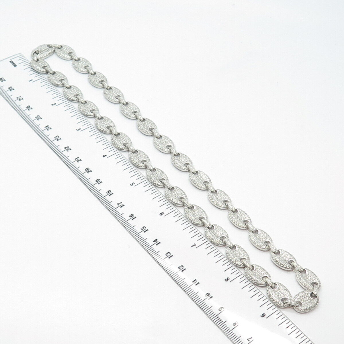 925 Sterling Silver Pave C Z Anchor Mariner Chain Necklace 20"