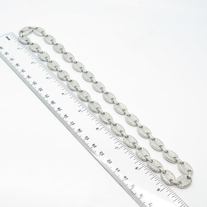 925 Sterling Silver Pave C Z Anchor Mariner Chain Necklace 20"