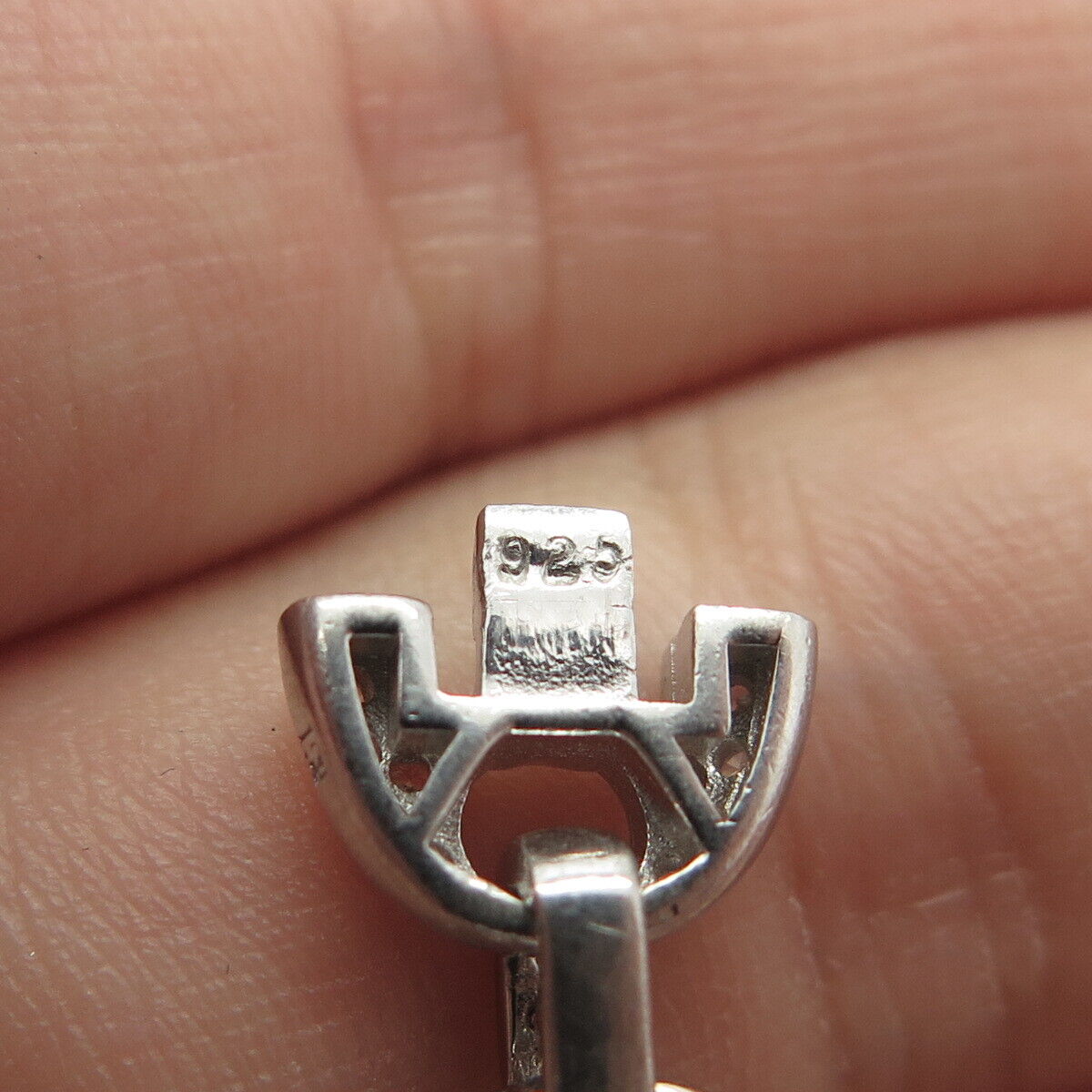 925 Sterling Silver Pave C Z Anchor Mariner Chain Necklace 20"