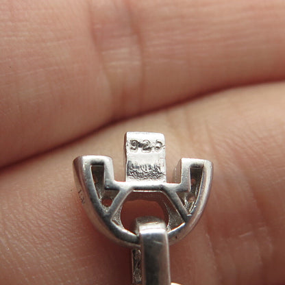 925 Sterling Silver Pave C Z Anchor Mariner Chain Necklace 20"