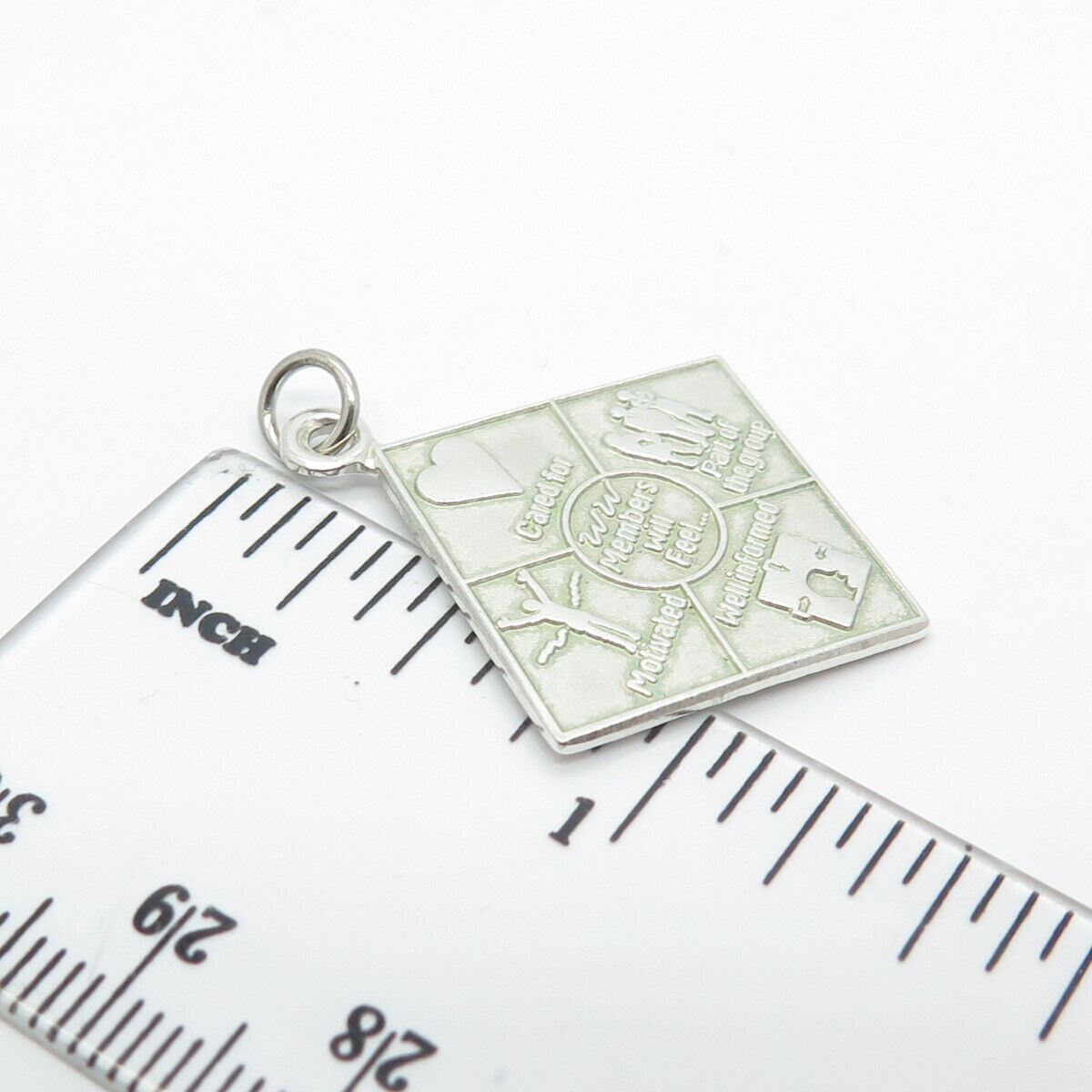 925 Sterling Silver Vintage "Members Will Feel" Inspirational Charm Pendant