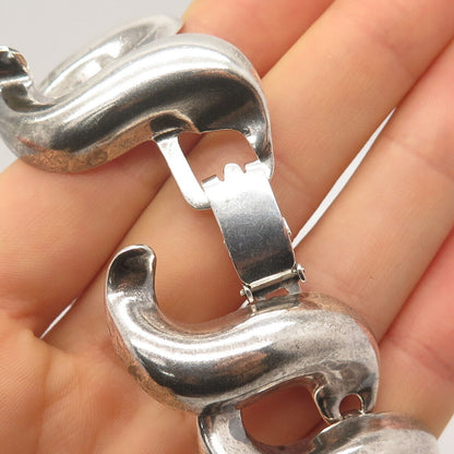 925 Sterling Silver Vintage Mexico Curved Fancy Chain Necklace 16"