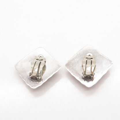 925 Sterling Silver Vintage Mexico Ribbed Clip On Earrings