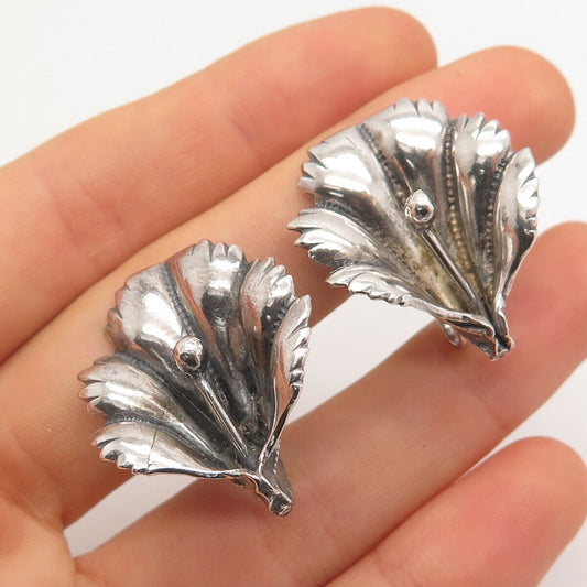 925 Sterling Silver Vintage Floral Screw Back Earrings