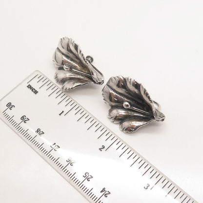 925 Sterling Silver Vintage Floral Screw Back Earrings