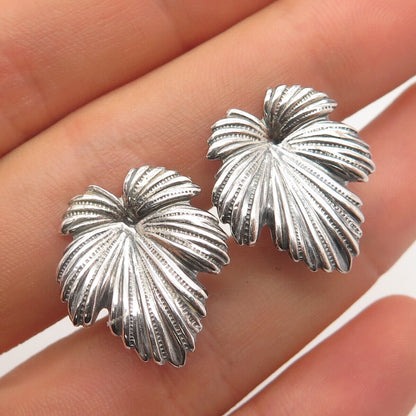 925 Sterling Silver Vintage Jewelart Ribbed Screw Back Earrings