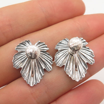 925 Sterling Silver Vintage Jewelart Ribbed Screw Back Earrings