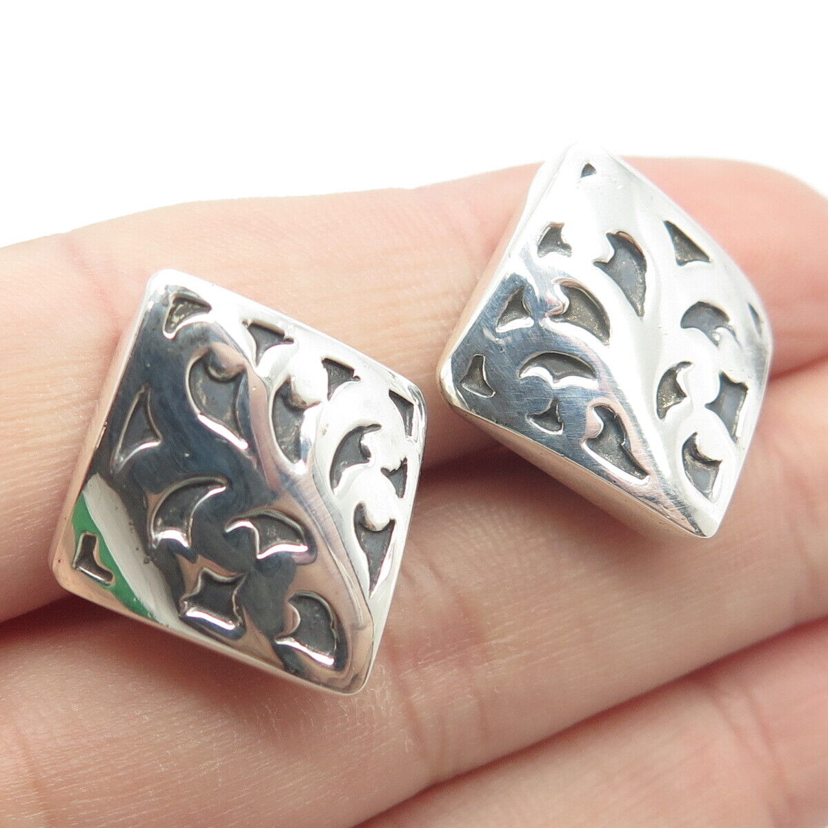 925 Sterling Silver Ornate Clip-On Earrings