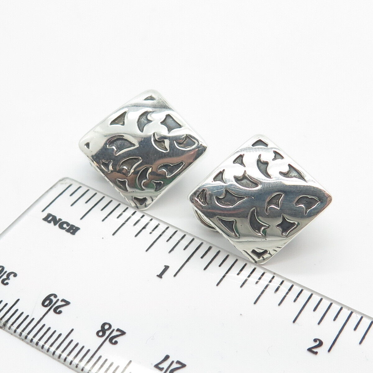 925 Sterling Silver Ornate Clip-On Earrings