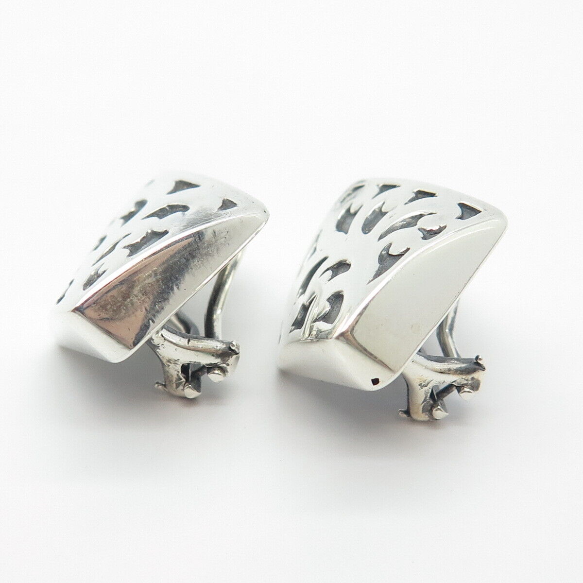 925 Sterling Silver Ornate Clip-On Earrings