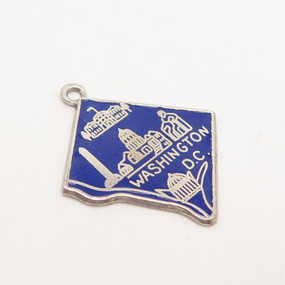 925 Sterling Silver Vintage Enamel "Washington D.C." Charm Pendant