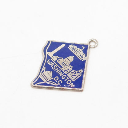 925 Sterling Silver Vintage Enamel "Washington D.C." Charm Pendant