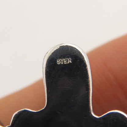 925 Sterling Silver Vintage Real Smoky Quartz Floral Slide Pendant