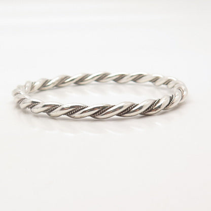 900 Silver Vintage Twisted Bangle Bracelet 7.25"