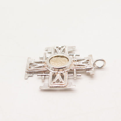 925 Sterling Silver Vintage Israel Religious Cross Pendant