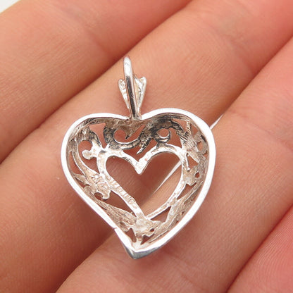 925 Sterling Silver Vintage Ornate Heart Pendant