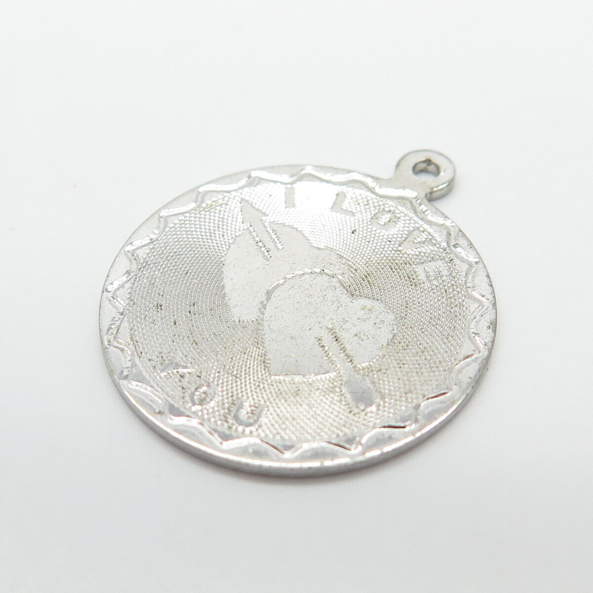 925 Sterling Silver Vintage "I Love You" Round Pendant