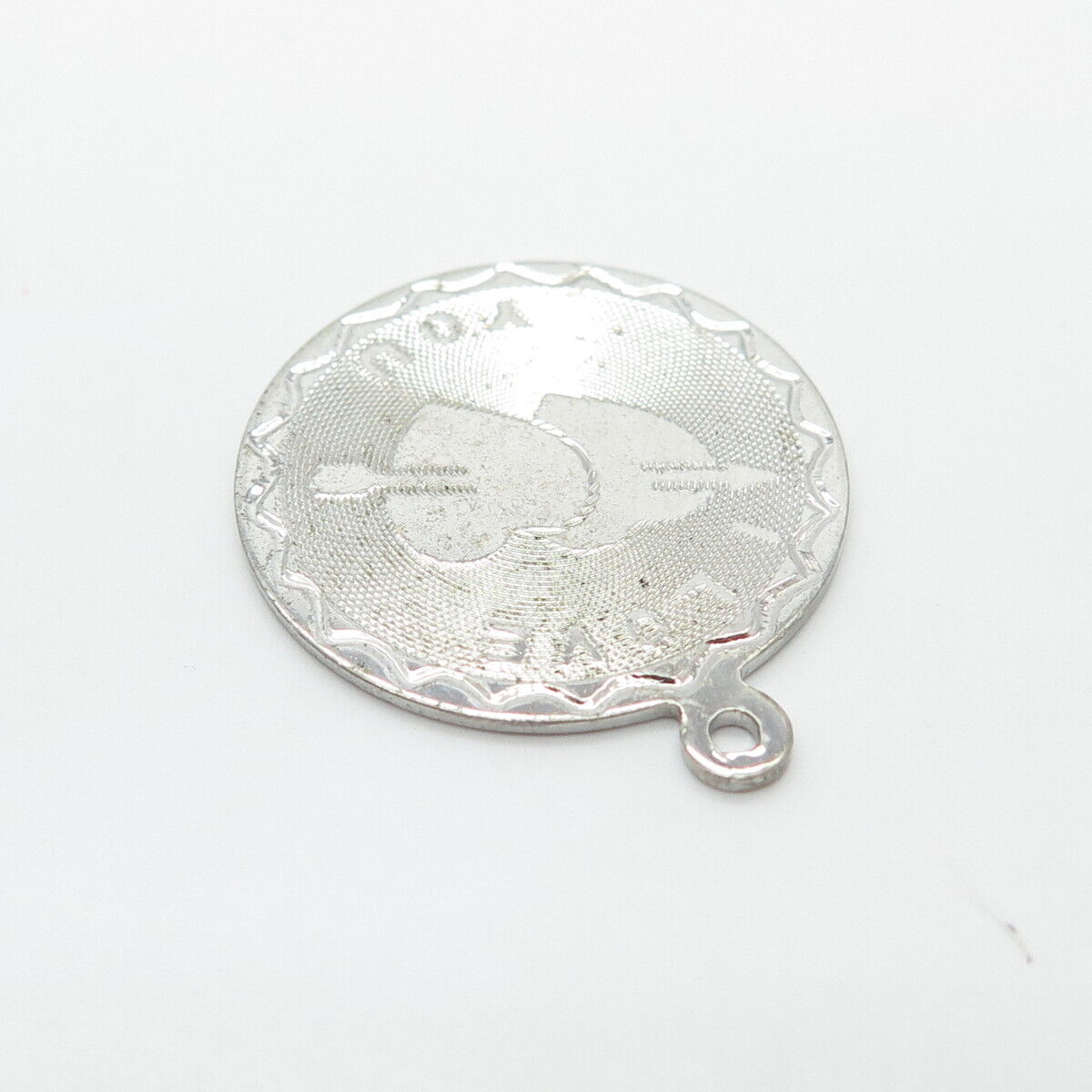 925 Sterling Silver Vintage "I Love You" Round Pendant