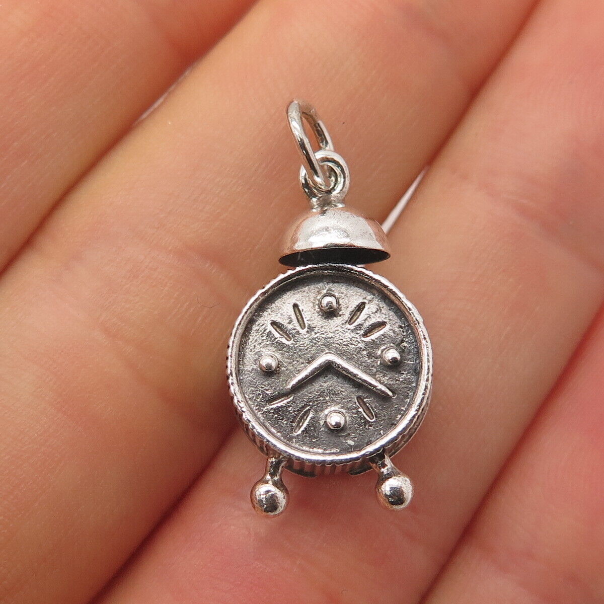 925 Sterling Silver Vintage Danecraft Alarm Clock Charm Pendant