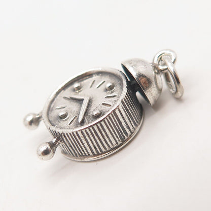 925 Sterling Silver Vintage Danecraft Alarm Clock Charm Pendant