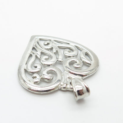 925 Sterling Silver Vintage  Swirl Heart Pendant