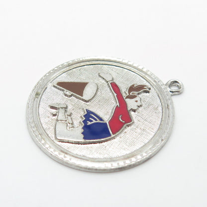 925 Sterling Silver Vintage Enamel Griffith & Sons Cheerleader Megaphone Pendant