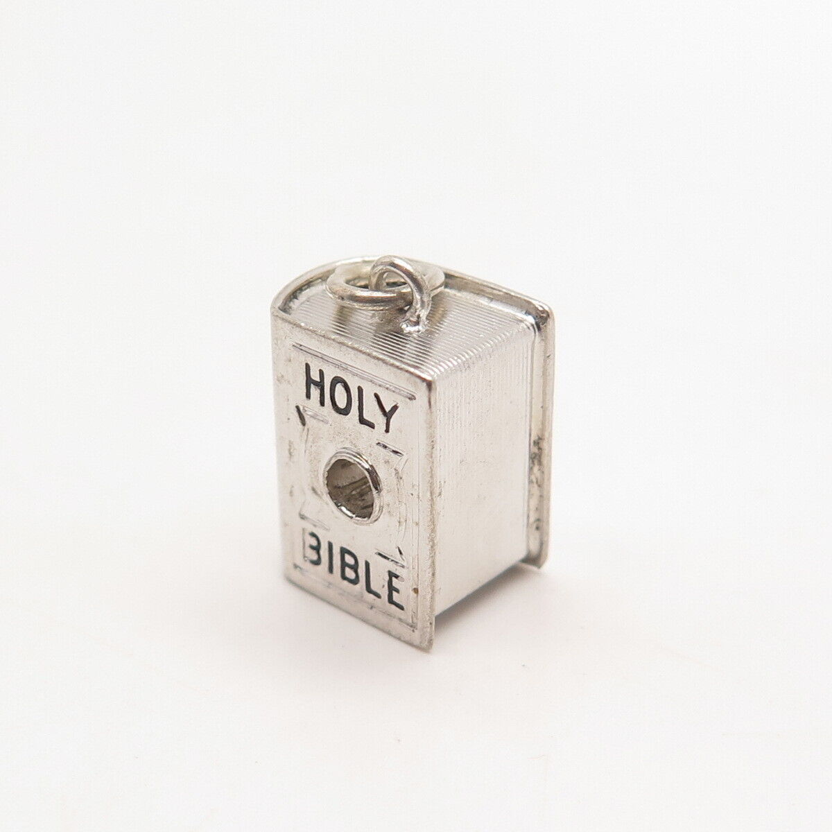 925 Sterling Silver Vintage Cutout Holy Bible 3D Charm Pendant