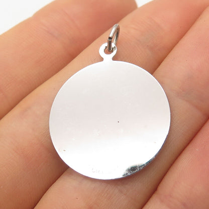 925 Sterling Silver Vintage "Engagement" Round Pendant