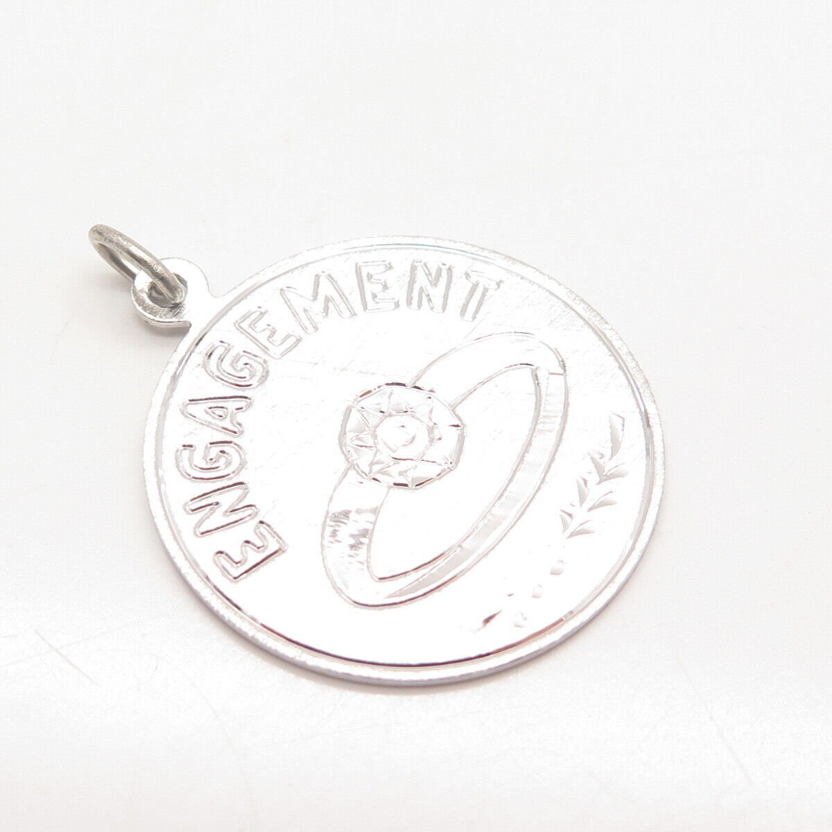 925 Sterling Silver Vintage "Engagement" Round Pendant