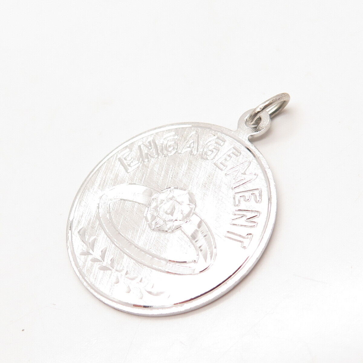 925 Sterling Silver Vintage "Engagement" Round Pendant