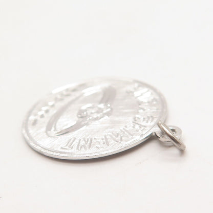 925 Sterling Silver Vintage "Engagement" Round Pendant