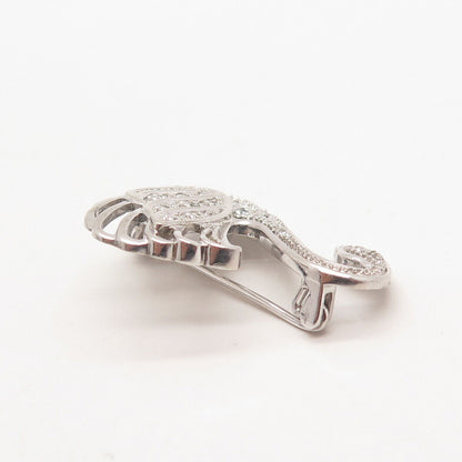 925 Sterling Silver Pave C Z Swan Bird Pin Brooch