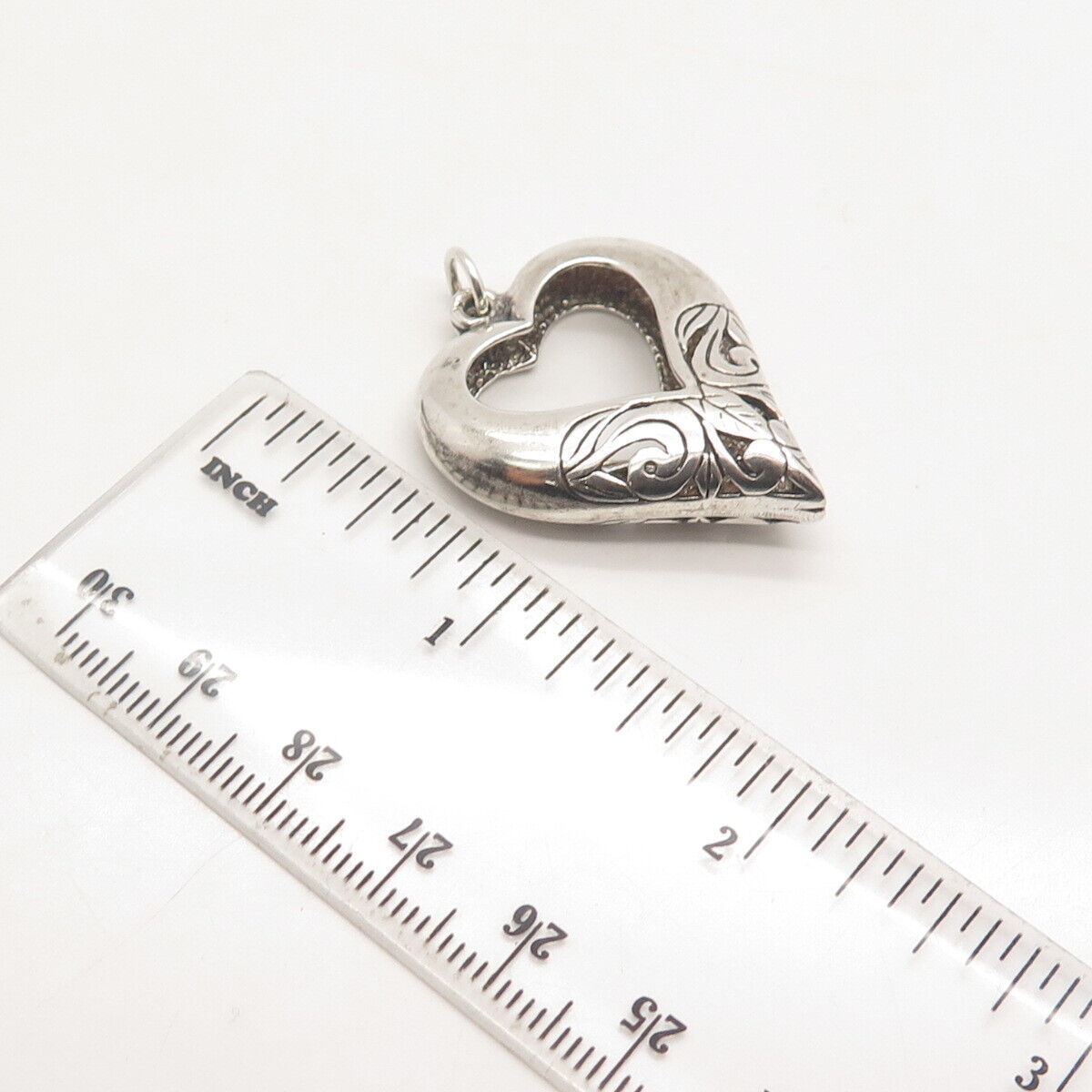 925 Sterling Silver Vintage Ornate Open Heart Pendant