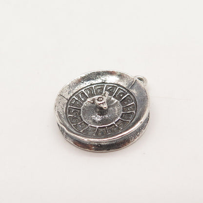 925 Sterling Silver Vintage Pacific Jewelry Roulette Good Luck Charm Pendant