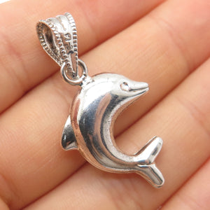 950 Silver Vintage Friendly Dolphin Charm Pendant